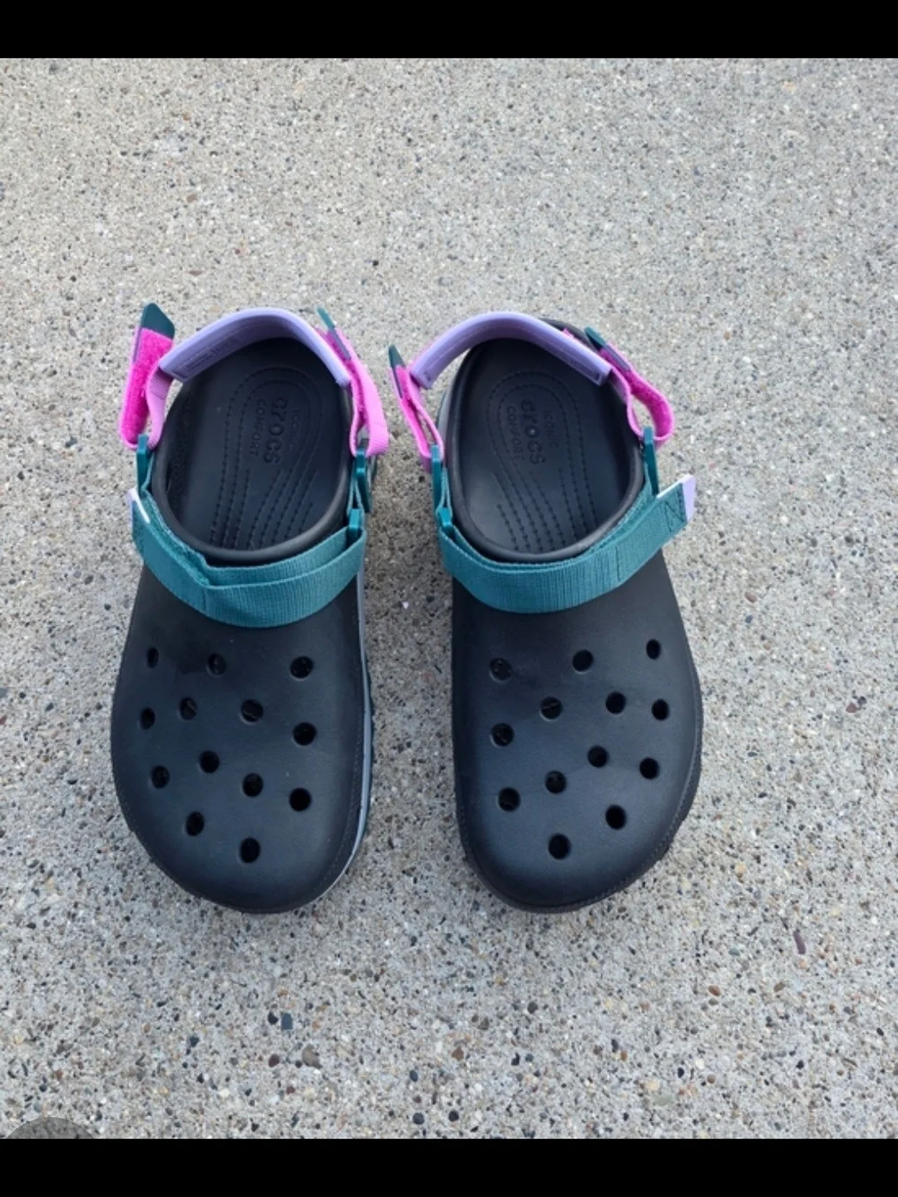 CROCS Hiker Clogs  Sandals with Teal and Pink Straps Women 12 /men 10